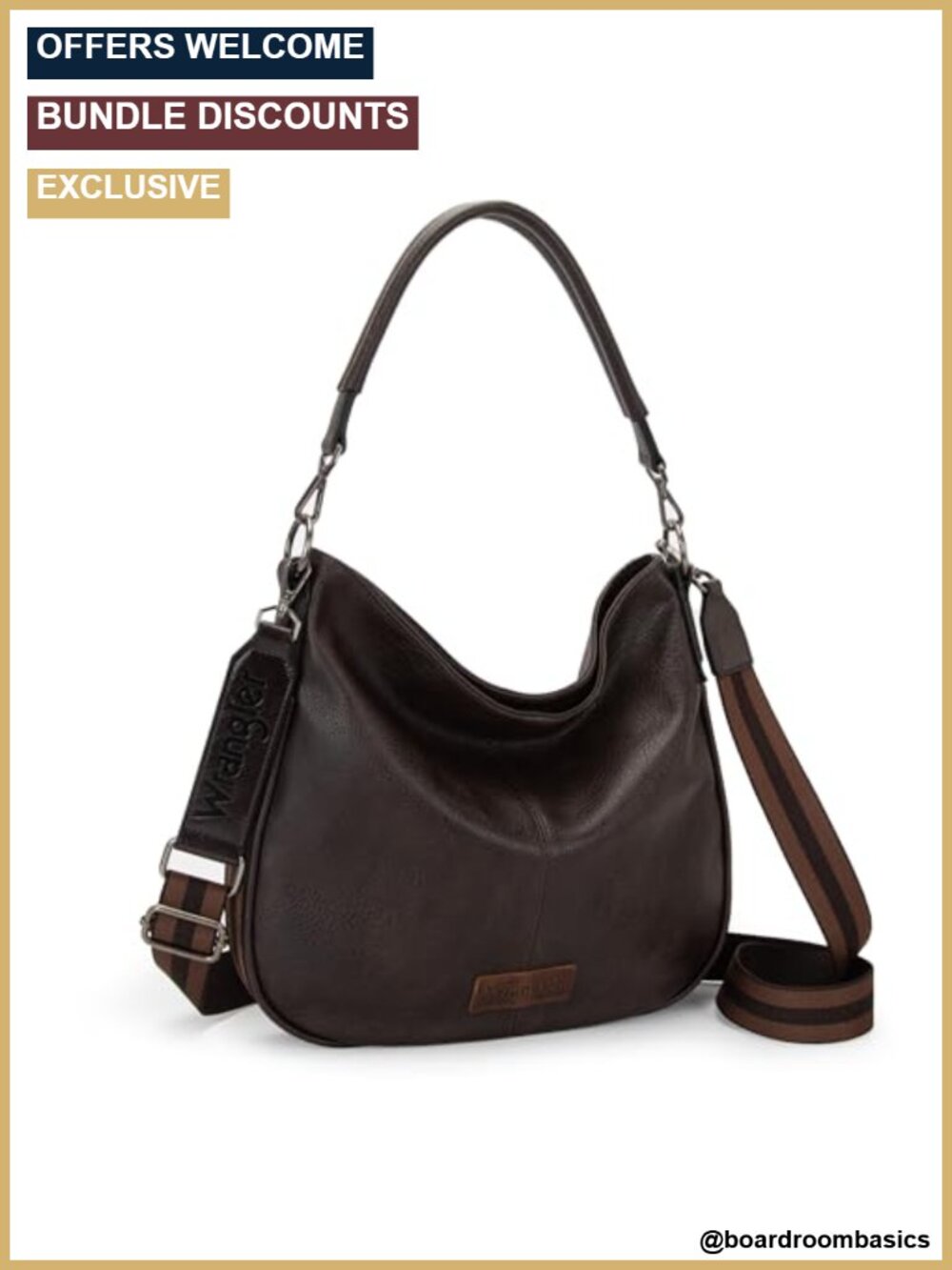 Vegan Leather Hobo Crossbody Shoulder Bag Adjustable Detachable Strap